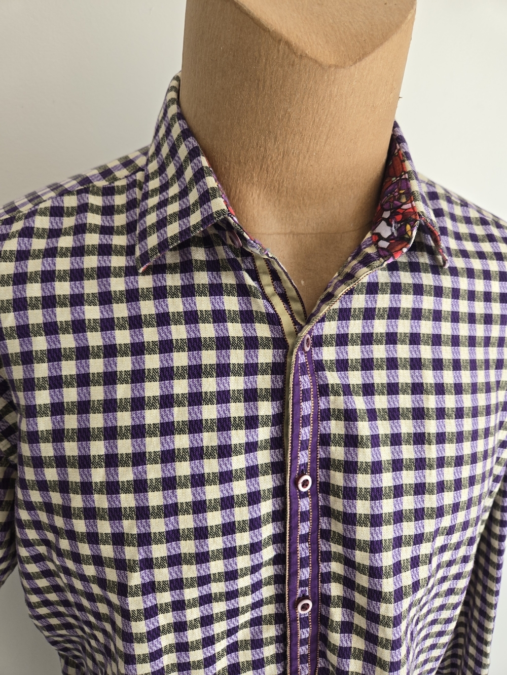 Robert Graham Purple & White Gingham Button-Down Shirt